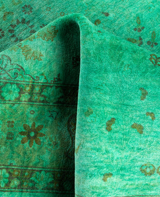 Overdyed Hand-Knotted Wool Modern-Contemporary Green Area Rug 4' 8" x 7' 3"