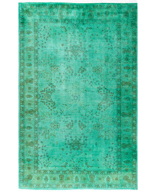 Overdyed Hand-Knotted Wool Modern-Contemporary Green Area Rug 4' 8" x 7' 3"