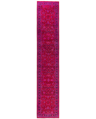 Overdyed Hand-Knotted Wool Modern-Contemporary Red Runner 2' 6" x 14' 0"