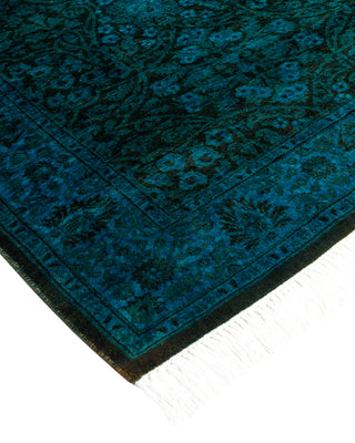 Modern Overdyed Hand Knotted Wool Blue Runner 2' 7" x 8' 2"