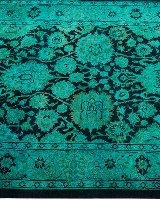 Contemporary Hand Knotted Overdyed Green Runner 2' 7" x 9' 8"