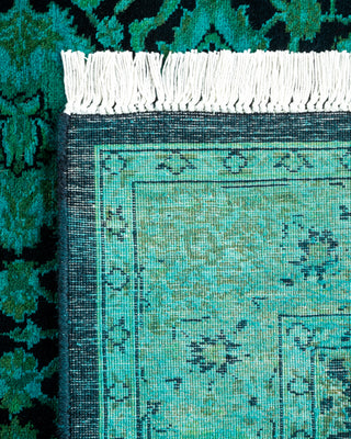 Contemporary Hand Knotted Overdyed Green Runner 2' 7" x 9' 8"