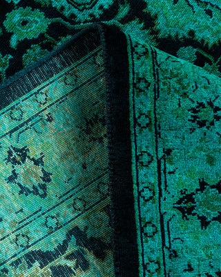 Contemporary Hand Knotted Overdyed Green Runner 2' 7" x 9' 8"