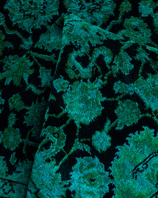 Contemporary Hand Knotted Overdyed Green Runner 2' 7" x 9' 8"