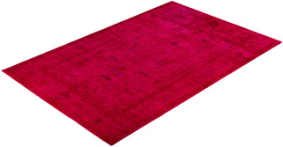 Contemporary Overdyed Wool Hand Knotted Pink Area Rug 6' 1" x 9' 3"