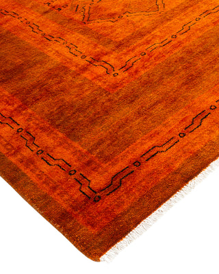 Modern Overdyed Hand Knotted Wool Orange Area Rug 8' 1" x 10' 1"