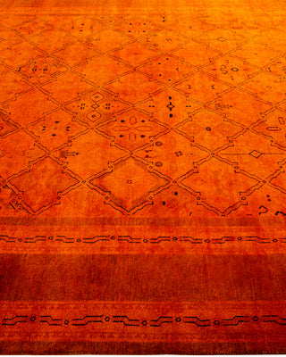 Modern Overdyed Hand Knotted Wool Orange Area Rug 8' 1" x 10' 1"