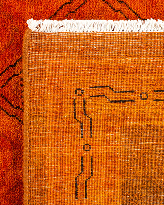 Contemporary Hand-Knotted Overdyed Orange Area Rug 8' 1" x 10' 1"
