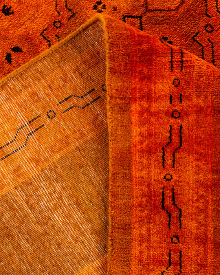 Contemporary Hand-Knotted Overdyed Orange Area Rug 8' 1" x 10' 1"