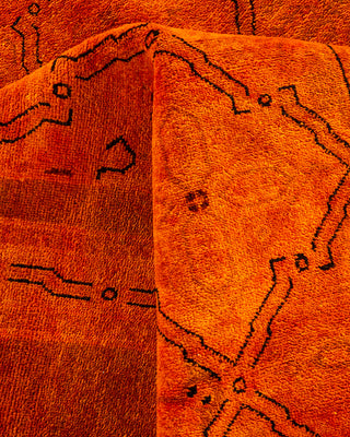 Contemporary Hand-Knotted Overdyed Orange Area Rug 8' 1" x 10' 1"