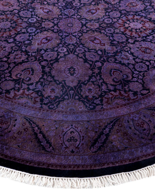 Overdyed One-of-a-Kind Wool Purple Round Area Rug 6' 1" x 6' 1"