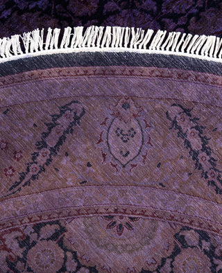 Overdyed One-of-a-Kind Wool Purple Round Area Rug 6' 1" x 6' 1"