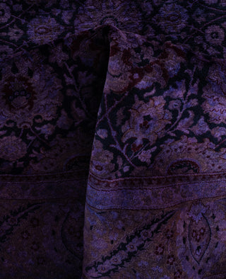 Overdyed One-of-a-Kind Wool Purple Round Area Rug 6' 1" x 6' 1"