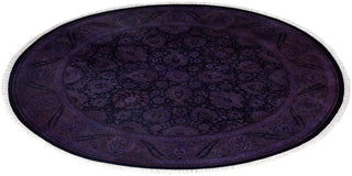 Overdyed One-of-a-Kind Wool Purple Round Area Rug 6' 1" x 6' 1"