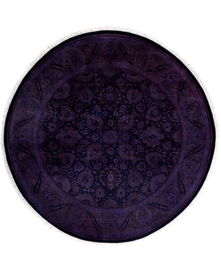 Overdyed One-of-a-Kind Wool Purple Round Area Rug 6' 1" x 6' 1"