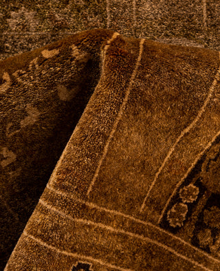 Contemporary Overdyed Wool Hand Knotted Brown Runner 3' 0" x 10' 5"