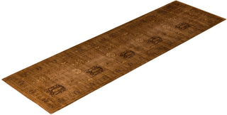 Contemporary Overdyed Wool Hand Knotted Brown Runner 3' 0" x 10' 5"