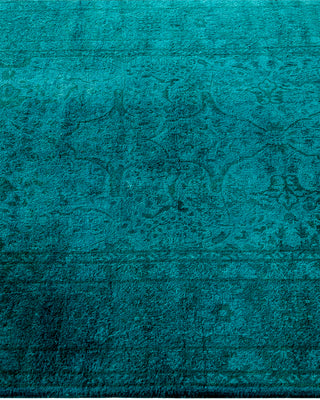 Contemporary Hand-Knotted Overdyed Blue Runner 3' 0" x 10' 0"
