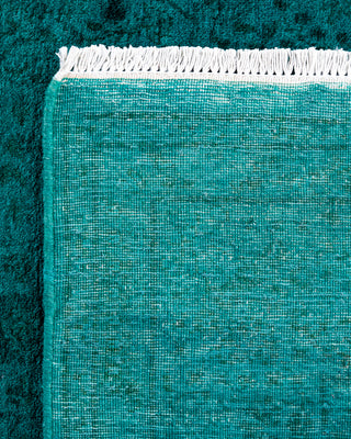 Contemporary Hand-Knotted Overdyed Blue Runner 3' 0" x 10' 0"