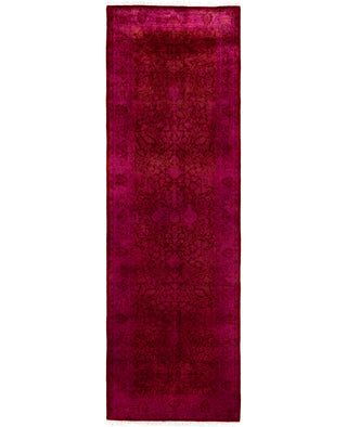 Contemporary Overdyed Wool Hand Knotted Red Runner 2' 7" x 8' 1"