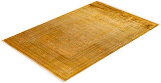 Modern Overdyed Hand Knotted Wool Gold Area Rug 6' 2" x 9' 2"