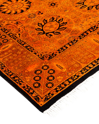 Contemporary Hand Knotted Overdyed Orange Runner 3' 2" x 13' 2"