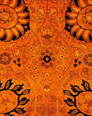 Contemporary Hand Knotted Overdyed Orange Runner 3' 2" x 13' 2"