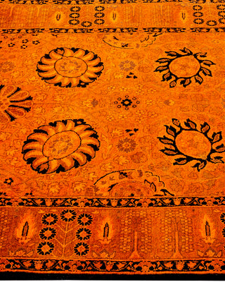 Contemporary Hand Knotted Overdyed Orange Runner 3' 2" x 13' 2"