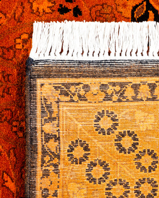 Contemporary Hand Knotted Overdyed Orange Runner 3' 2" x 13' 2"