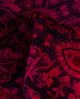 Contemporary Overdyed Wool Hand Knotted Purple Area Rug 4' 2" x 6' 0"