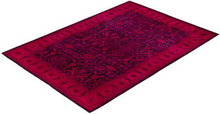Contemporary Overdyed Wool Hand Knotted Purple Area Rug 4' 2" x 6' 0"