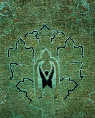 Contemporary Fine Vibrance Green Wool Area Rug - 9' 1" x 12' 4"