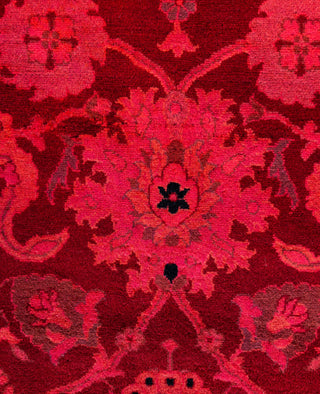 Overdyed Hand-Knotted Wool Modern-Contemporary Pink Area Rug 4' 2" x 5' 10"