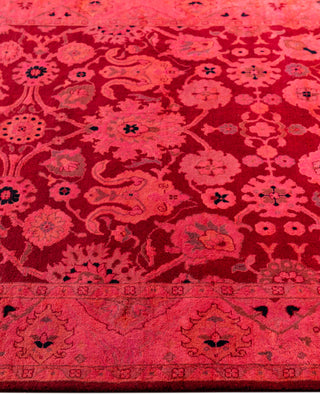 Overdyed Hand-Knotted Wool Modern-Contemporary Pink Area Rug 4' 2" x 5' 10"