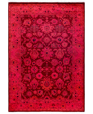 Overdyed Hand-Knotted Wool Modern-Contemporary Pink Area Rug 4' 2" x 5' 10"