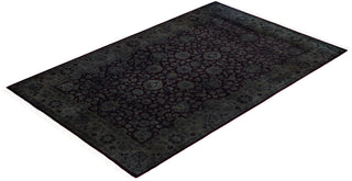 Contemporary Overdyed Wool Hand Knotted Gray Area Rug 4' 1" x 6' 4"