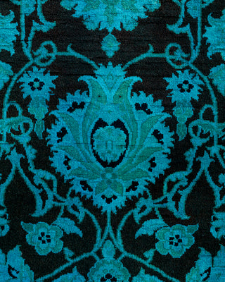 Contemporary Hand-Knotted Overdyed Blue Runner 2' 7" x 10' 4"