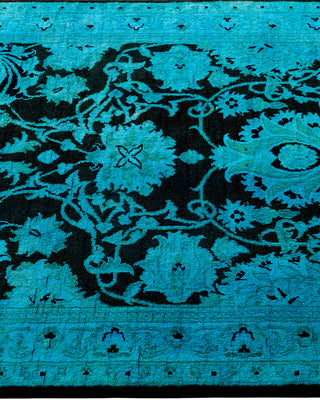 Contemporary Hand-Knotted Overdyed Blue Runner 2' 7" x 10' 4"