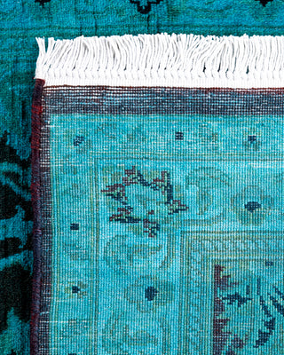 Contemporary Hand-Knotted Overdyed Blue Runner 2' 7" x 10' 4"