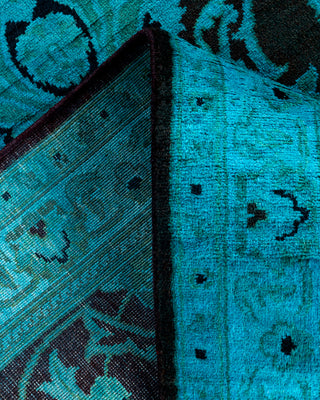 Contemporary Hand-Knotted Overdyed Blue Runner 2' 7" x 10' 4"
