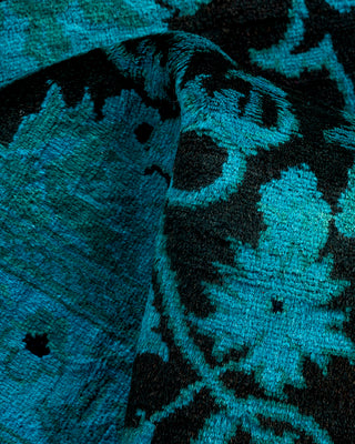 Contemporary Hand-Knotted Overdyed Blue Runner 2' 7" x 10' 4"