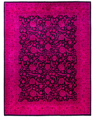 Overdyed Hand-Knotted Wool Modern-Contemporary Pink Area Rug 9' 1" x 11' 10"