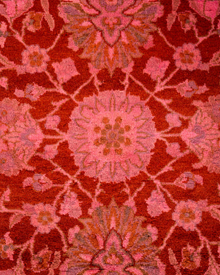 Modern Overdyed Hand Knotted Wool Red Area Rug 6' 2" x 8' 10"