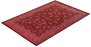 Modern Overdyed Hand Knotted Wool Red Area Rug 6' 2" x 8' 10"