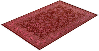 Contemporary Hand Knotted Overdyed Red Area Rug 6' 2" x 8' 10"