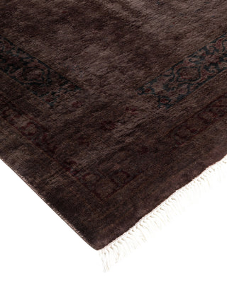 Modern Overdyed Hand Knotted Wool Brown Runner 3' 0" x 13' 10"