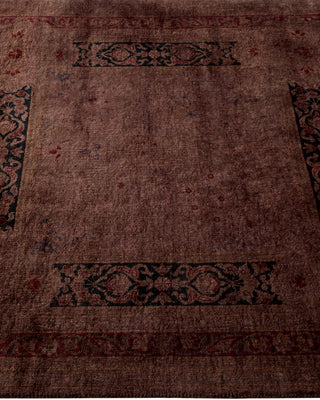 Modern Overdyed Hand Knotted Wool Brown Runner 3' 0" x 13' 10"