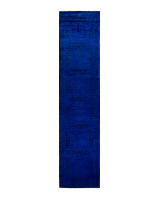 Contemporary Fine Vibrance Blue Wool Area Rug 3' 0" x 13' 10"