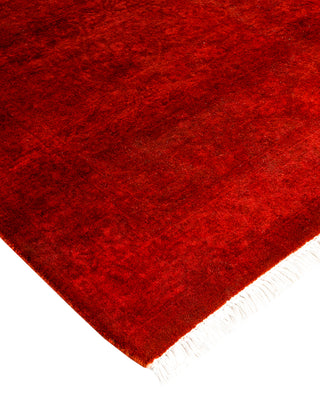 Modern Overdyed Hand Knotted Wool Red Runner 2' 8" x 8' 1"