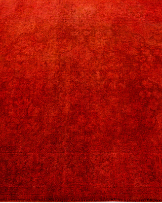 Modern Overdyed Hand Knotted Wool Red Runner 2' 8" x 8' 1"